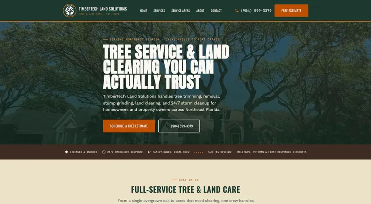 TimberTech Land Solutions website homepage designed by A1A Creative